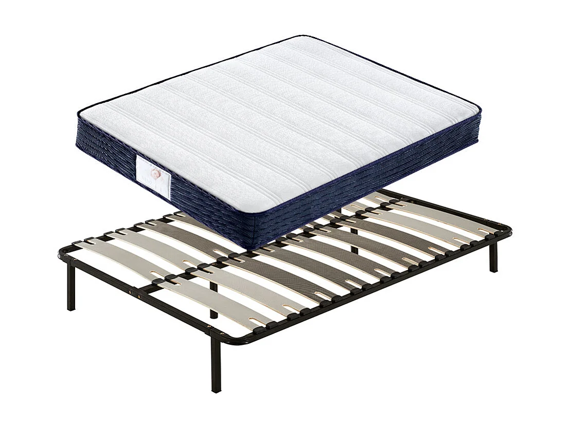 Ensemble Matelas à ressorts + Sommier avec lattes larges 140x190cm, Epaisseur du Matelas 22cm
