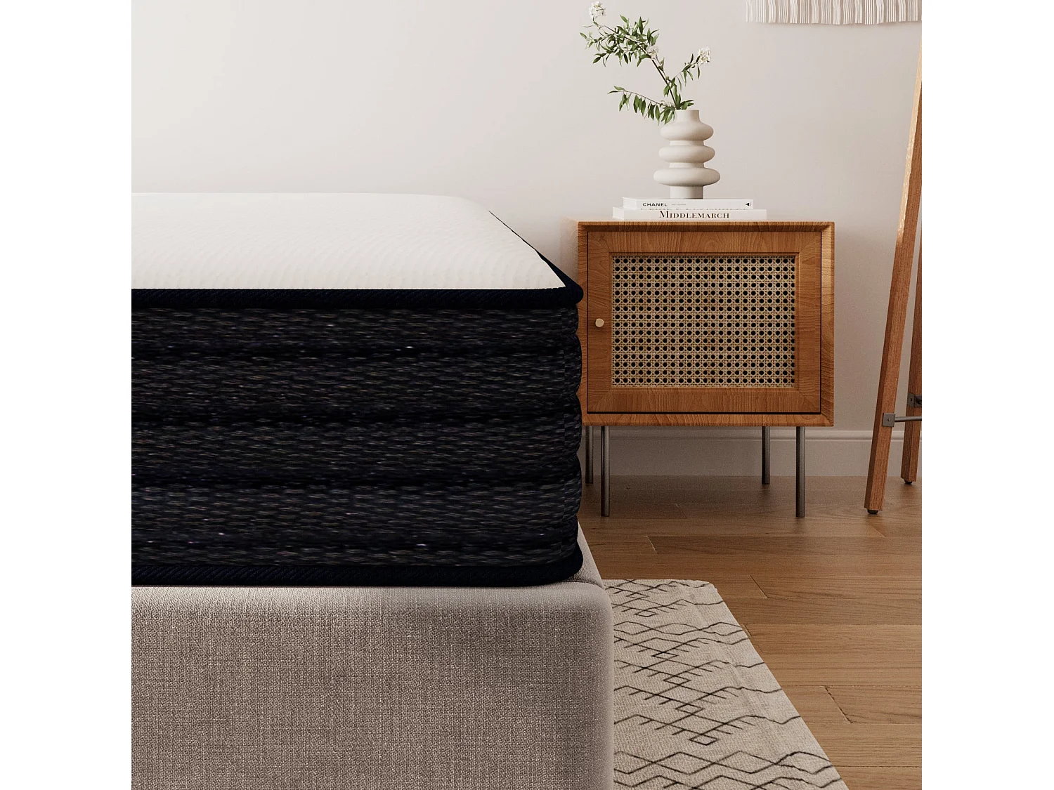 Ensemble Matelas à ressorts + Sommier avec lattes larges 140x190cm, Epaisseur du Matelas 22cm