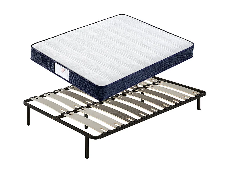 Ensemble Matelas à ressorts + Sommier avec lattes larges 140x190cm, Epaisseur du Matelas 22cm