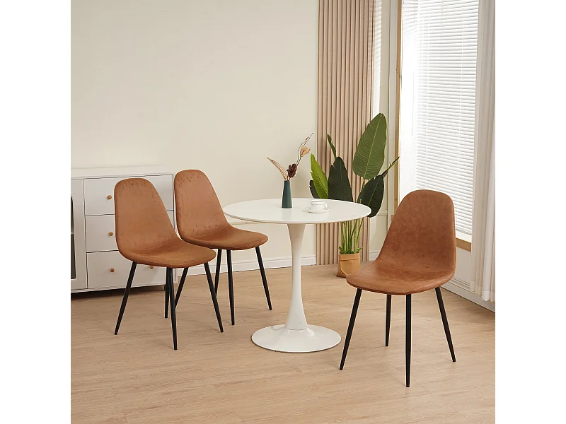 Set van 4 eetkamerstoelen, met metalen poten, bruin