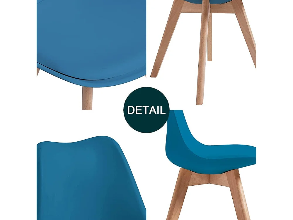 Chaises de Salle à Manger scandinave, Chaise de Bureau rétro, Bleu, Lot de 6