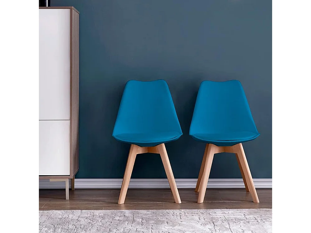 Chaises de Salle à Manger scandinave, Chaise de Bureau rétro, Bleu, Lot de 6