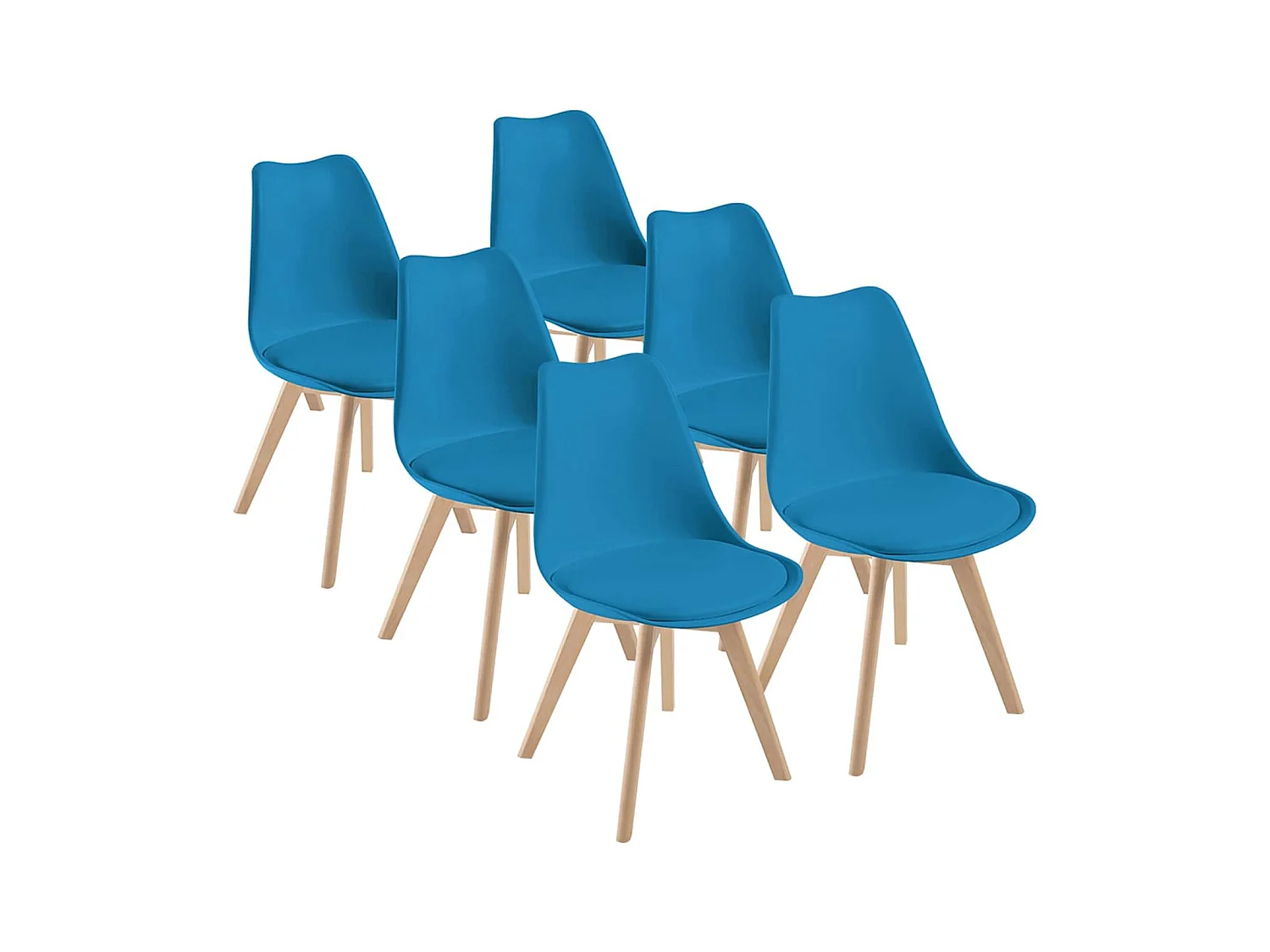 Chaises de Salle à Manger scandinave, Chaise de Bureau rétro, Bleu, Lot de 6