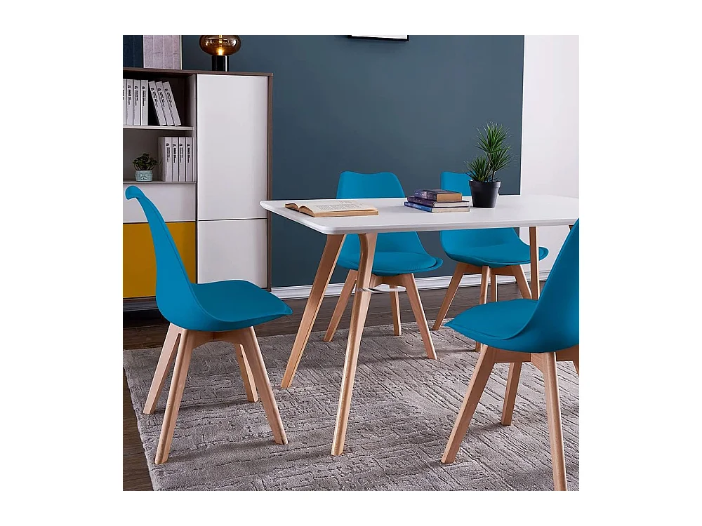 Chaises de Salle à Manger scandinave, Chaise de Bureau rétro, Bleu, Lot de 6