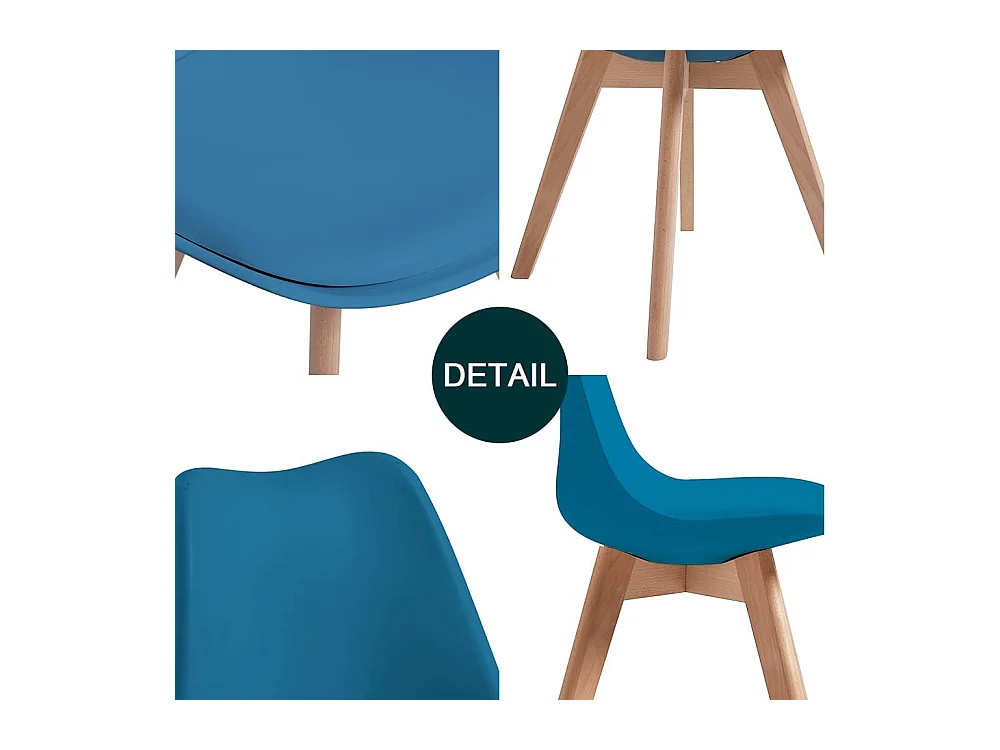 Chaises de Salle à Manger scandinave, Chaise de Bureau rétro, Bleu, Lot de 6