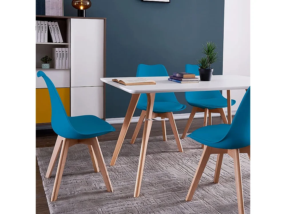 Chaises de Salle à Manger scandinave, Chaise de Bureau rétro, Bleu, Lot de 6