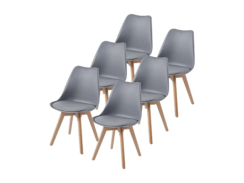 Scandinavische eetkamerstoelen, retro bureaustoel, grijs, set van 6