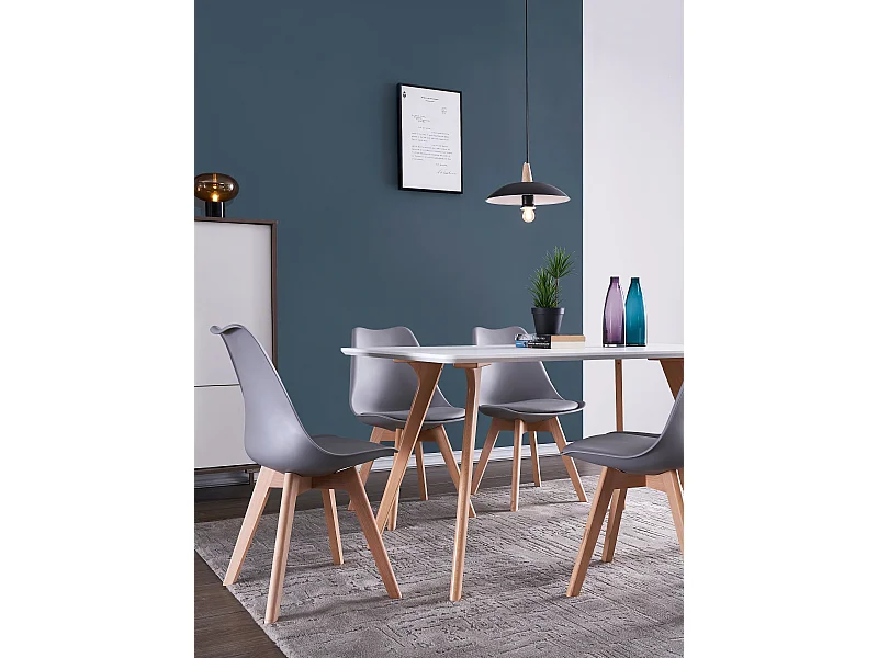 Chaises de Salle à Manger scandinave, Chaise de Bureau rétro, Gris, Lot de 6