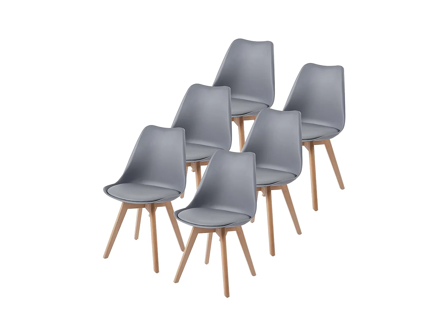 Chaises de Salle à Manger scandinave, Chaise de Bureau rétro, Gris, Lot de 6