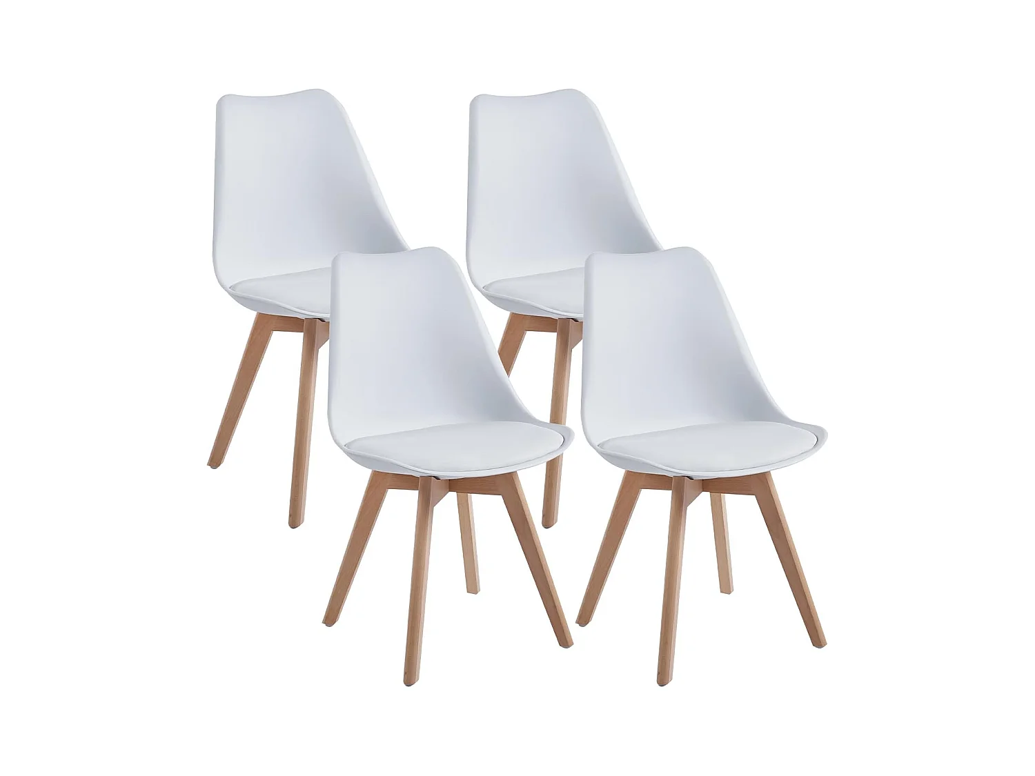 Chaises de Salle à Manger scandinave, Chaise de Bureau rétro, Blanc, Lot de 4