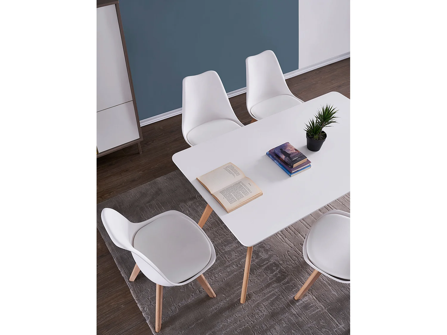 Chaises de Salle à Manger scandinave, Chaise de Bureau rétro, Blanc, Lot de 4