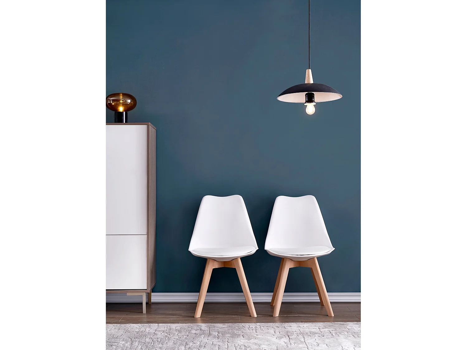 Chaises de Salle à Manger scandinave, Chaise de Bureau rétro, Blanc, Lot de 4