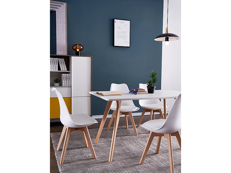 Chaises de Salle à Manger scandinave, Chaise de Bureau rétro, Blanc, Lot de 4