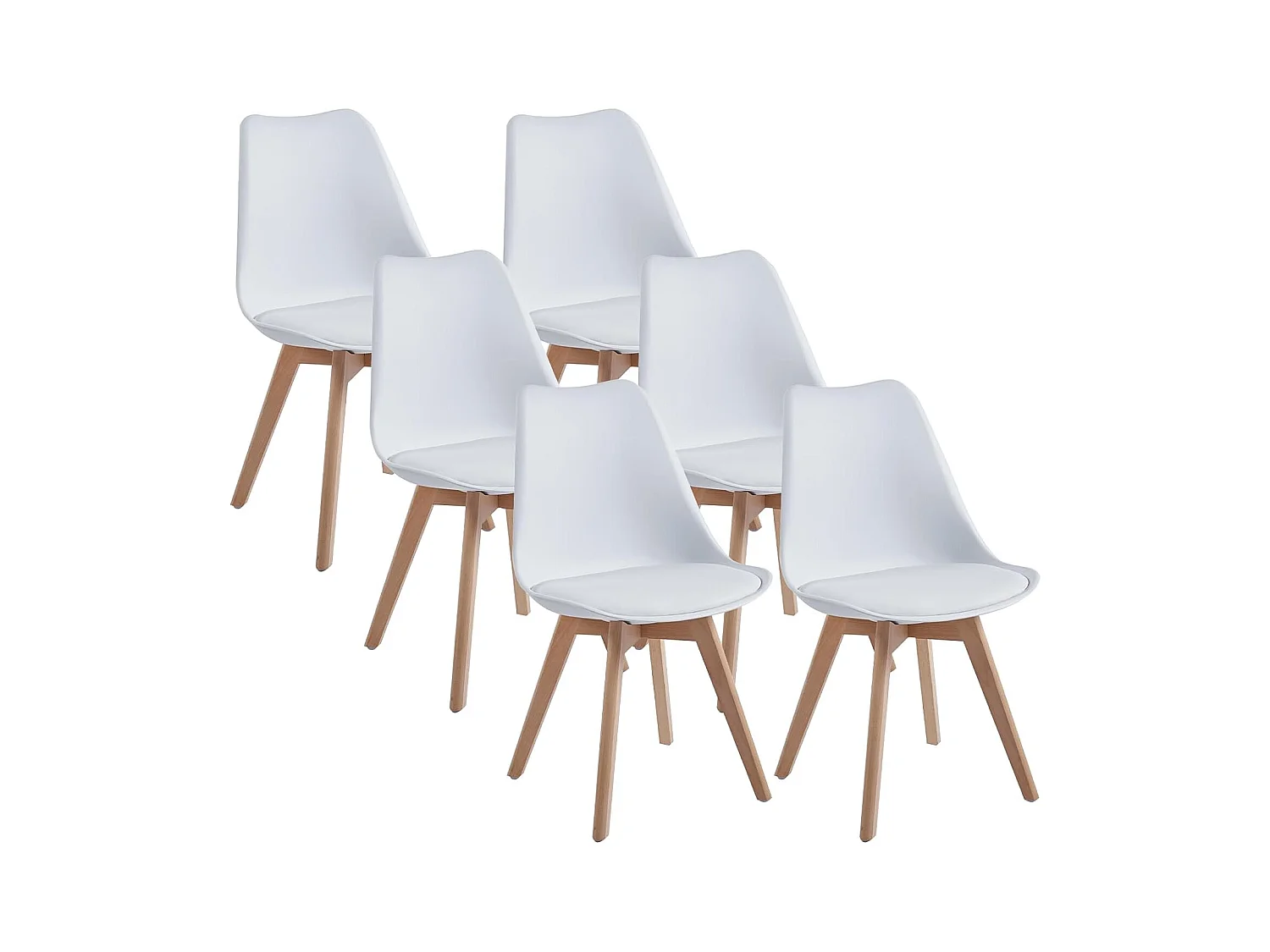 Chaises de Salle à Manger scandinave, Chaise de Bureau rétro, Blanc, Lot de 6