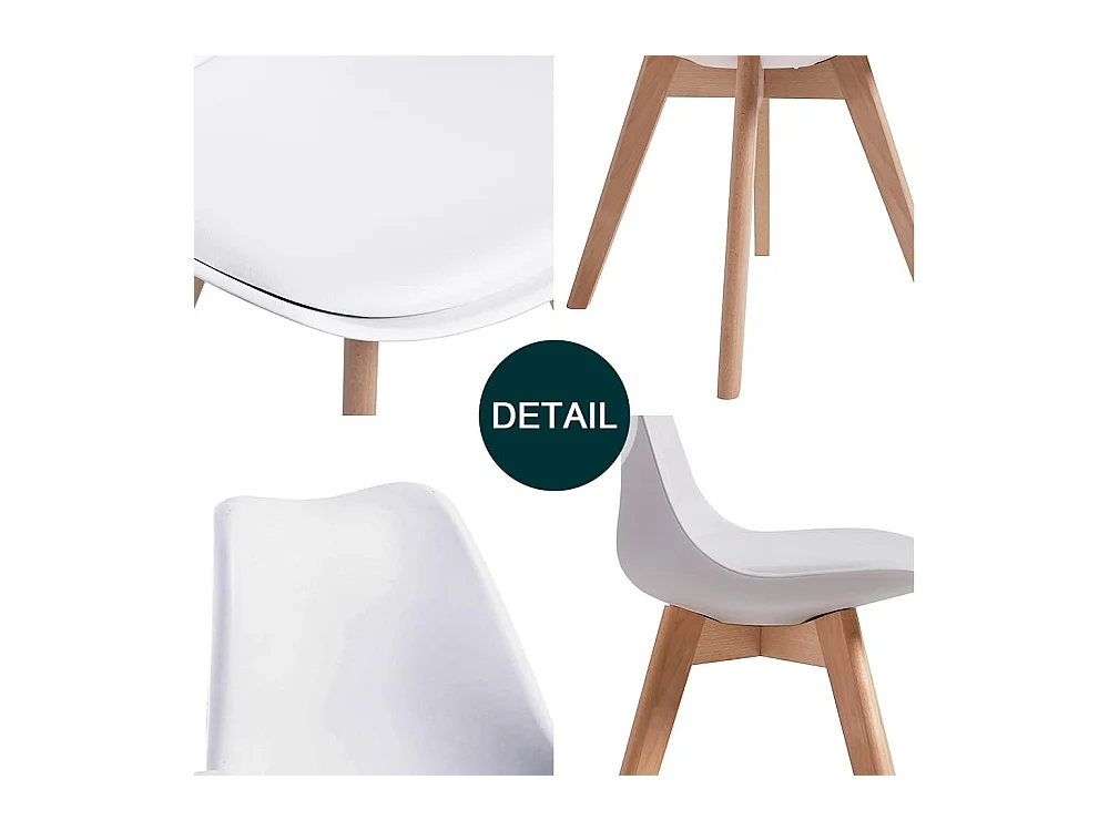 Chaises de Salle à Manger scandinave, Chaise de Bureau rétro, Blanc, Lot de 6