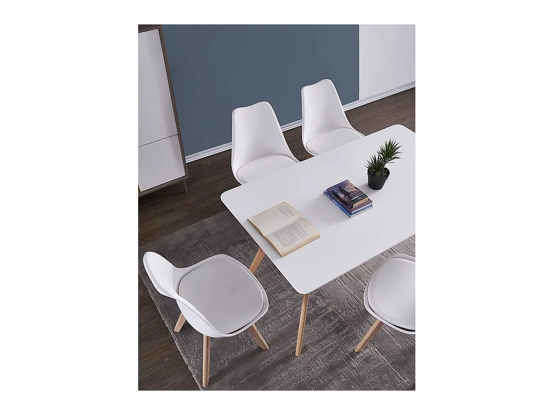 Chaises de Salle à Manger scandinave, Chaise de Bureau rétro, Blanc, Lot de 6