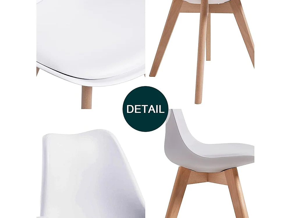Scandinavische eetkamerstoelen, retro bureaustoel, wit, set van 6