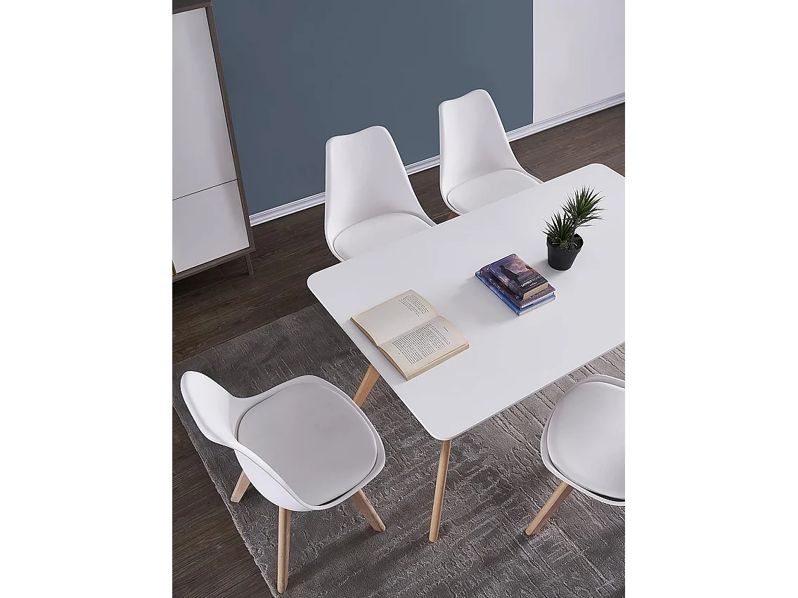 Scandinavische eetkamerstoelen, retro bureaustoel, wit, set van 6