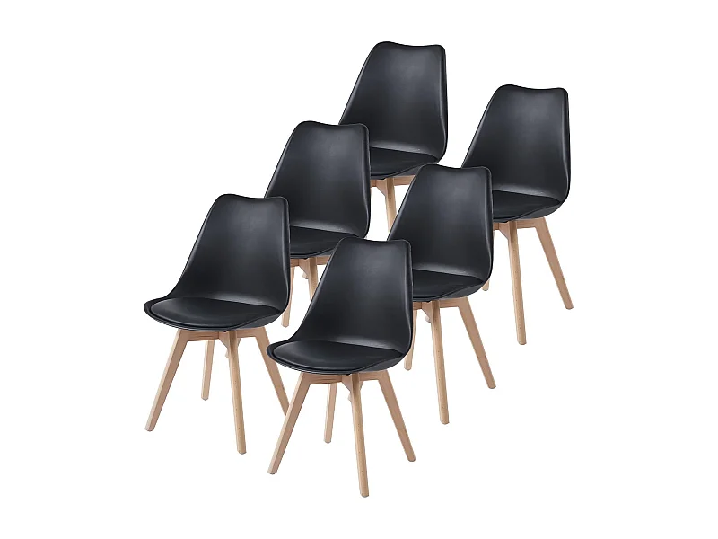 Scandinavische eetkamerstoelen, retro bureaustoel, zwart, set van 6