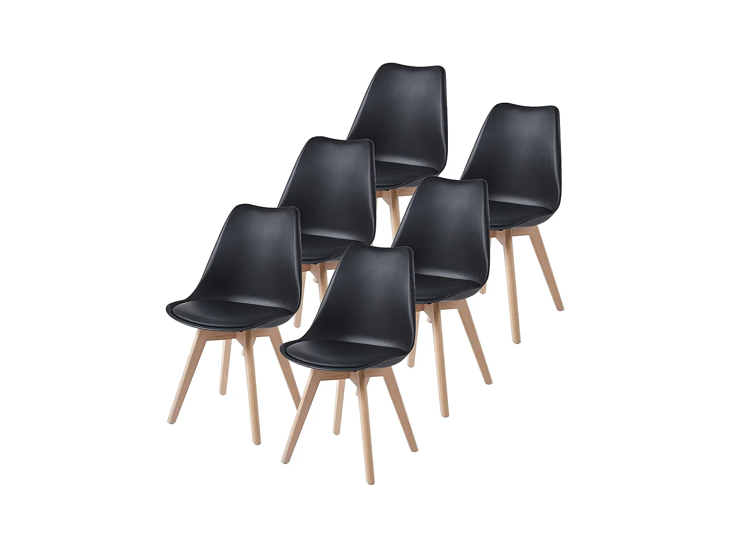 Chaises de Salle à Manger scandinave, Chaise de Bureau rétro, Noir, Lot de 6