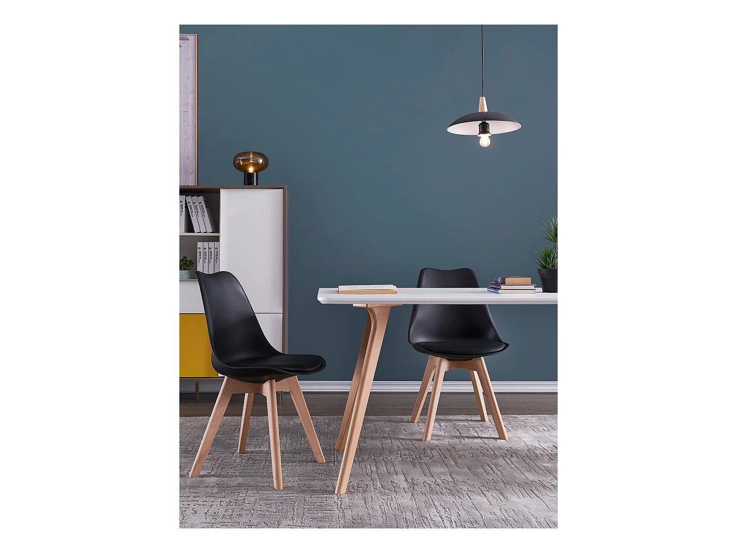 Chaises de Salle à Manger scandinave, Chaise de Bureau rétro, Noir, Lot de 6
