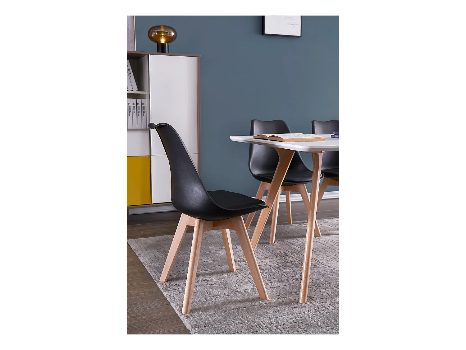 Chaises de Salle à Manger scandinave, Chaise de Bureau rétro, Noir,  Lot de 4