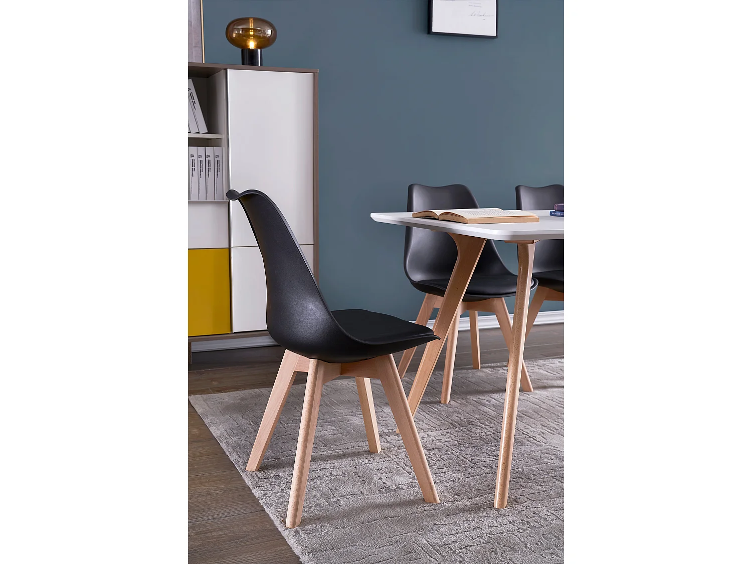 Chaises de Salle à Manger scandinave, Chaise de Bureau rétro, Noir,  Lot de 4