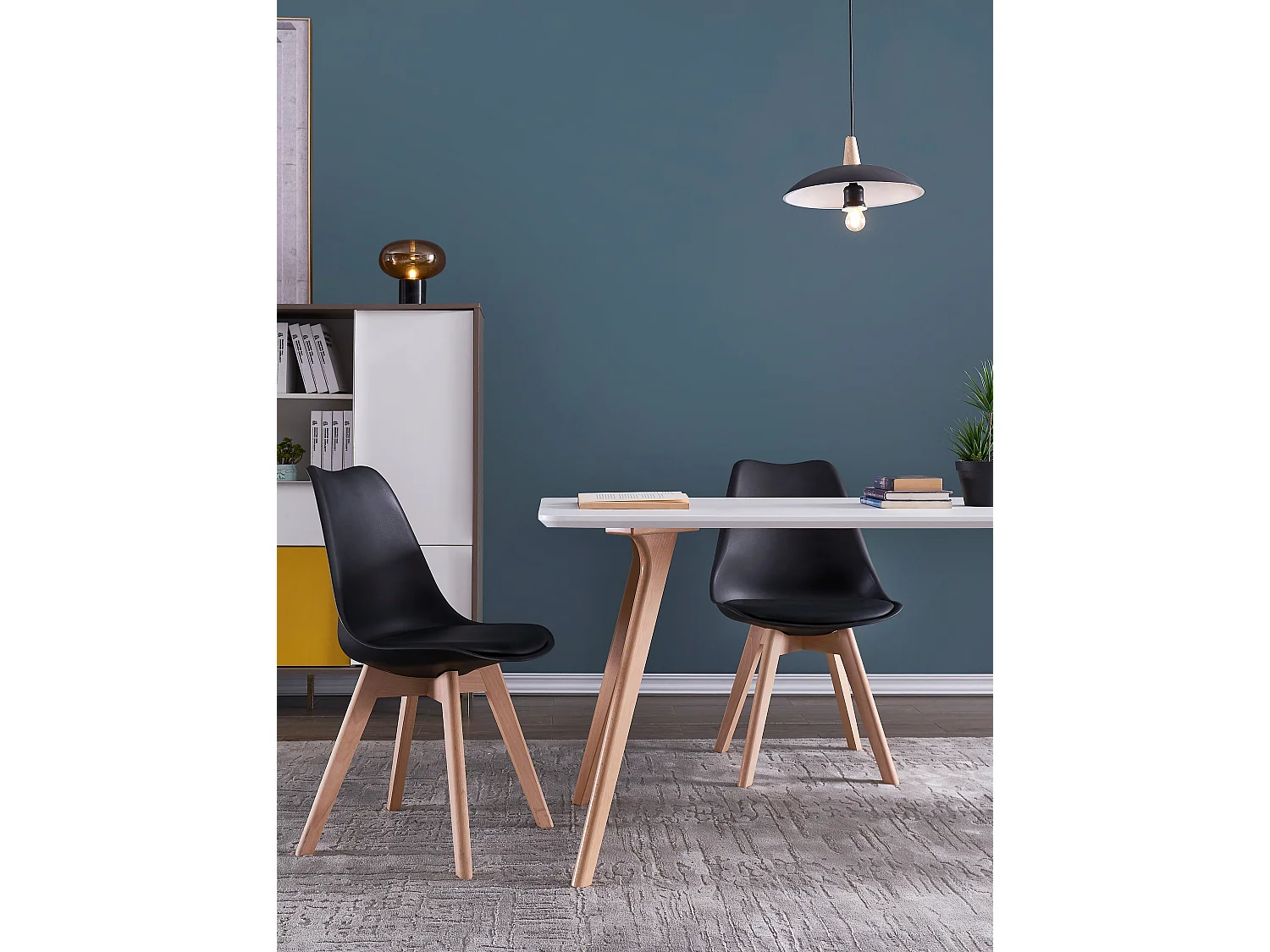 Chaises de Salle à Manger scandinave, Chaise de Bureau rétro, Noir,  Lot de 4