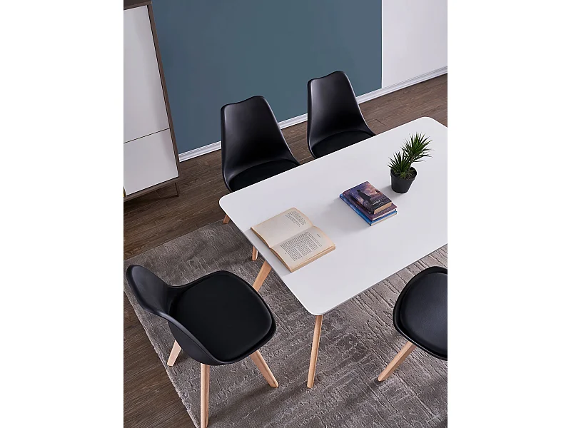 Chaises de Salle à Manger scandinave, Chaise de Bureau rétro, Noir,  Lot de 4