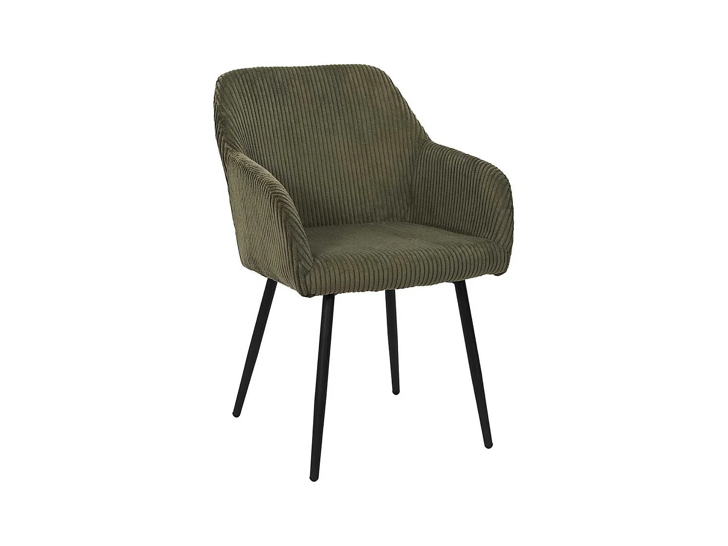 Lot de 2 fauteuils de table en velours côtelé coloris vert - AMORY