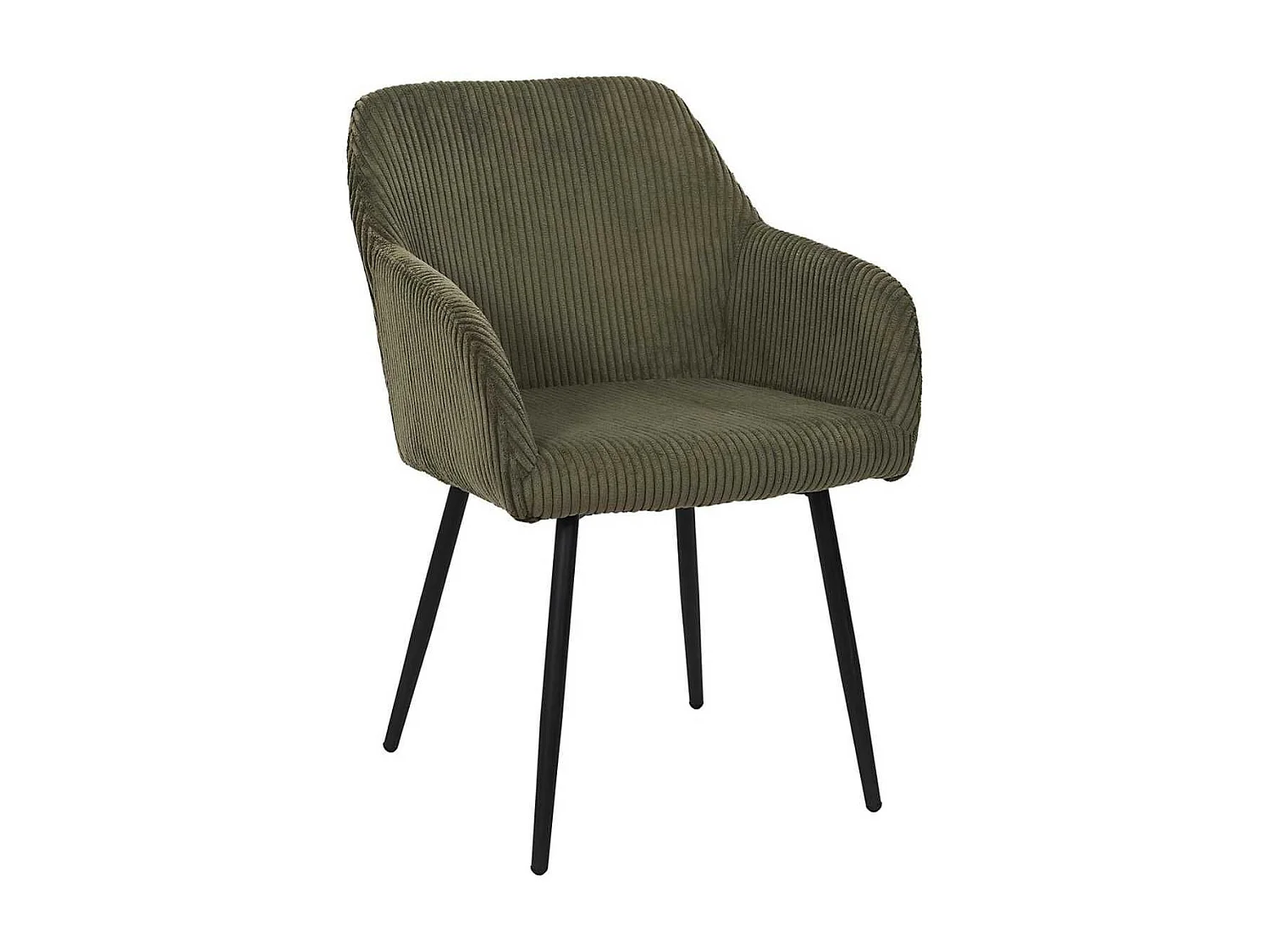 Lot de 2 fauteuils de table en velours côtelé coloris vert - AMORY