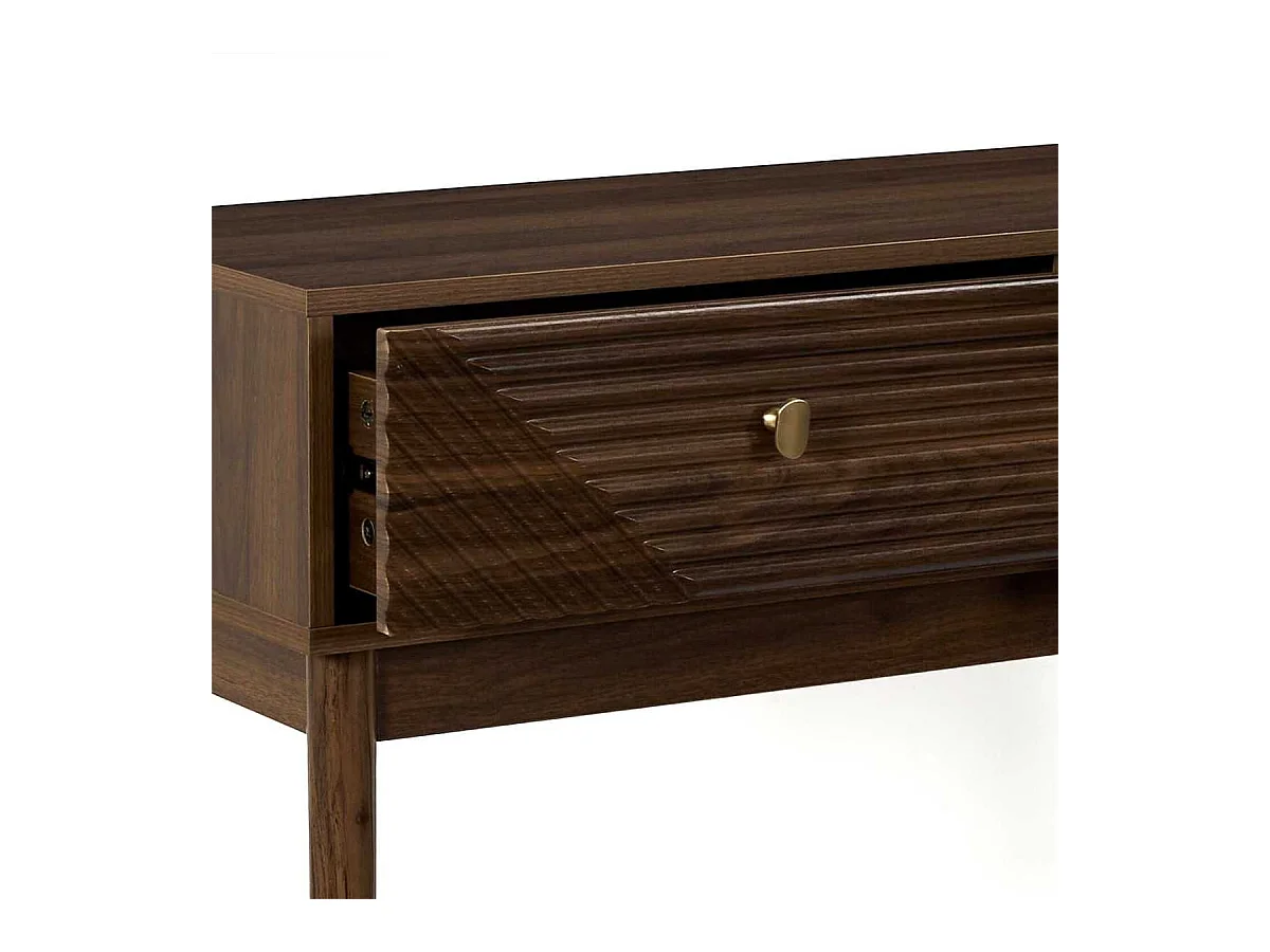 Console 2 tiroirs en bois et MDF pieds en pin teinté chêne foncé - COLETTE