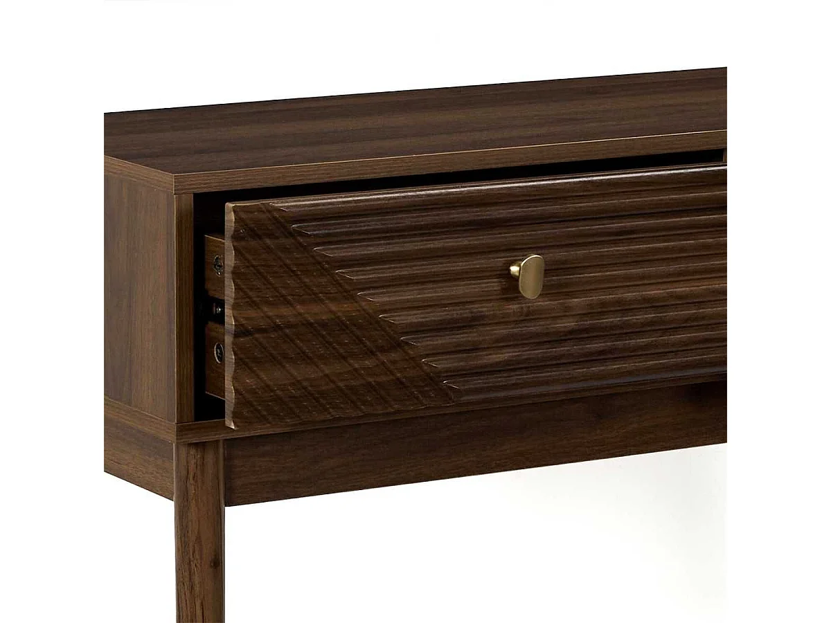 Console 2 tiroirs en bois et MDF pieds en pin teinté chêne foncé - COLETTE