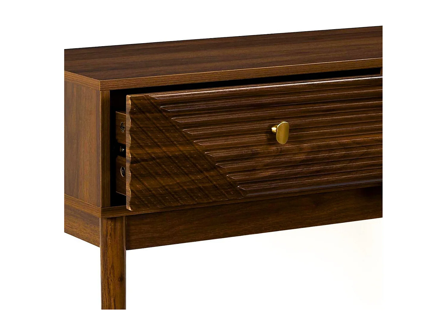 Console 2 tiroirs en bois et MDF pieds en pin teinté chêne foncé - COLETTE