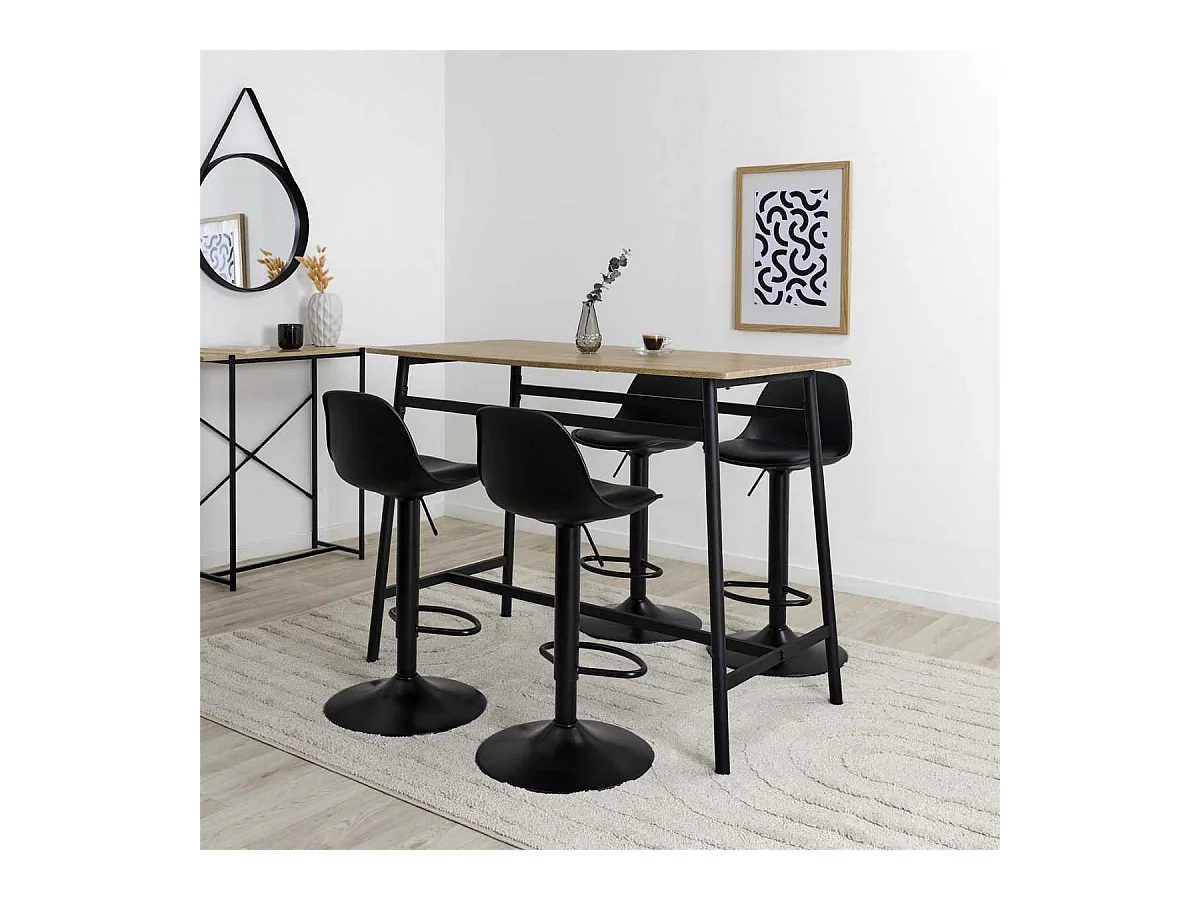 Table mange-debout structure métallique plateau aspect bois - DARA