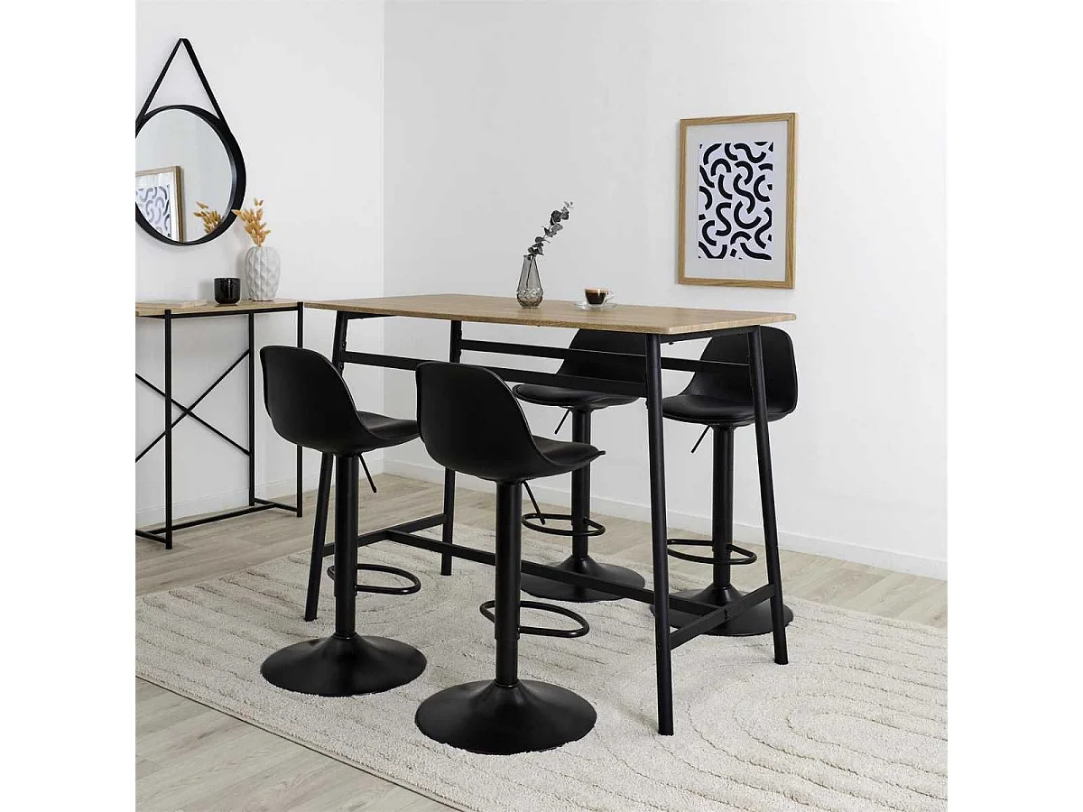 Table mange-debout structure métallique plateau aspect bois - DARA