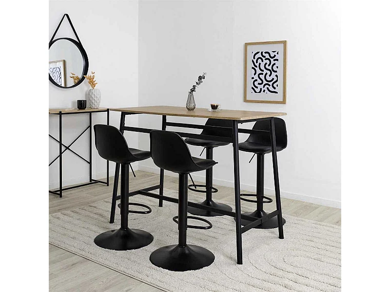 Table mange-debout structure métallique plateau aspect bois - DARA