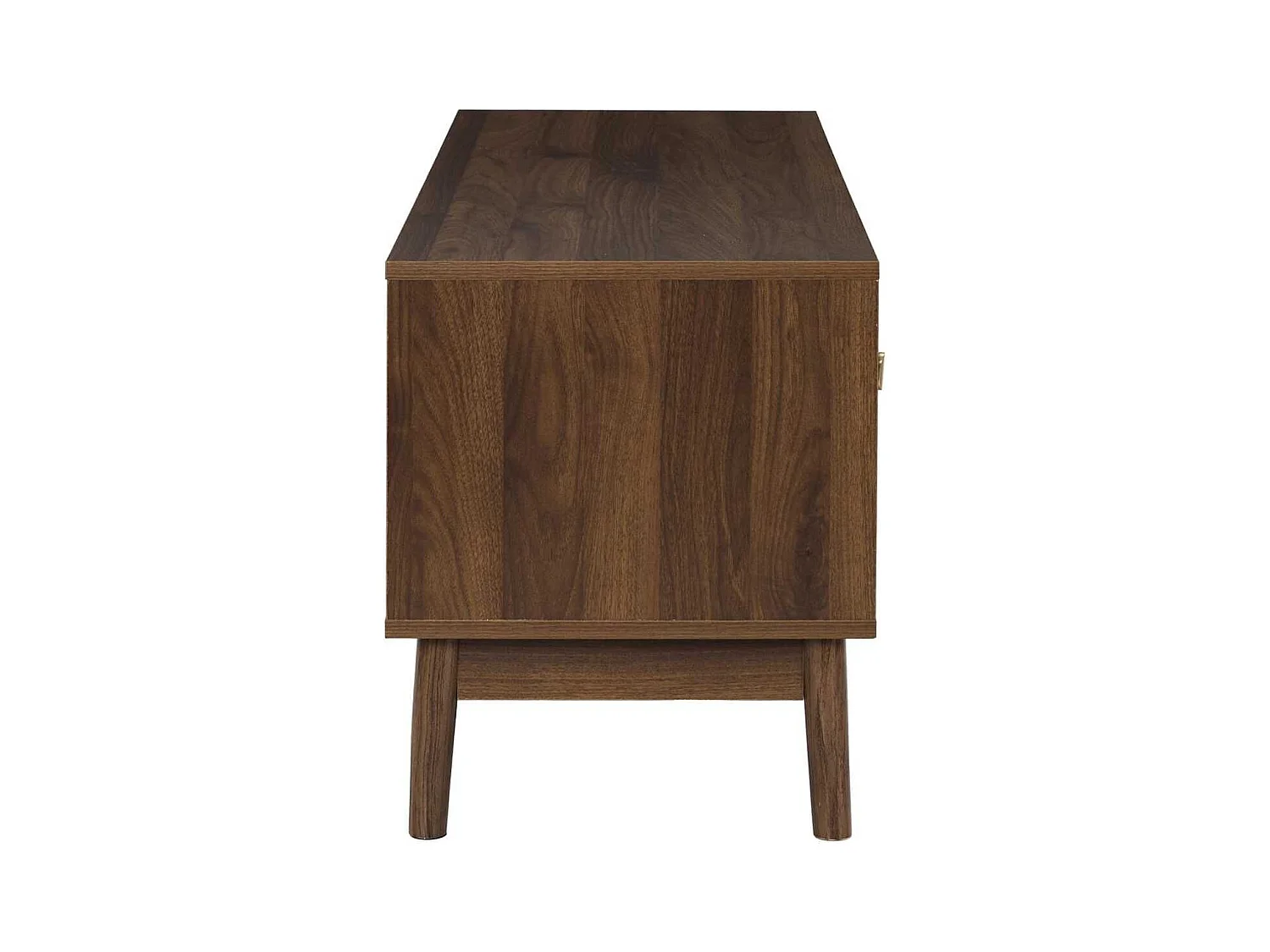 Meuble TV 2 portes 2 niches en bois et MDF pieds en pin teinté chêne foncé - COLETTE