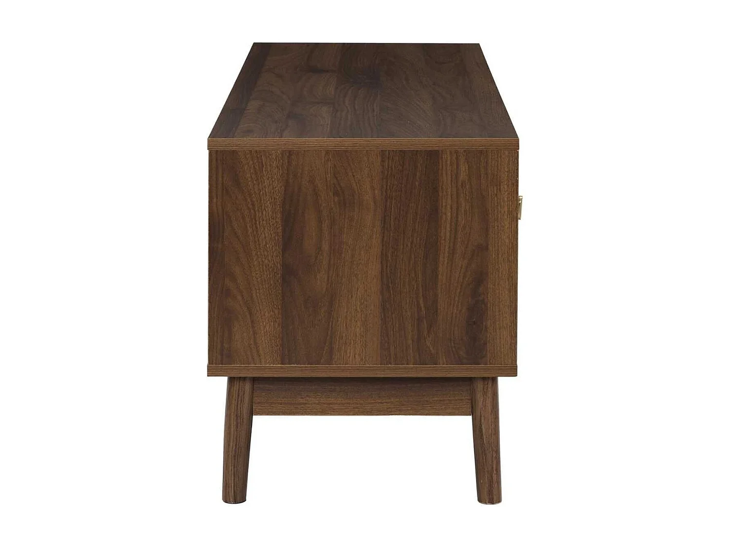 Meuble TV 2 portes 2 niches en bois et MDF pieds en pin teinté chêne foncé - COLETTE