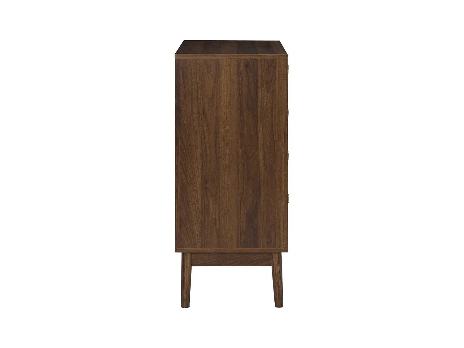Commode 4 tiroirs en bois et MDF pieds en pin teinté chêne foncé - COLETTE