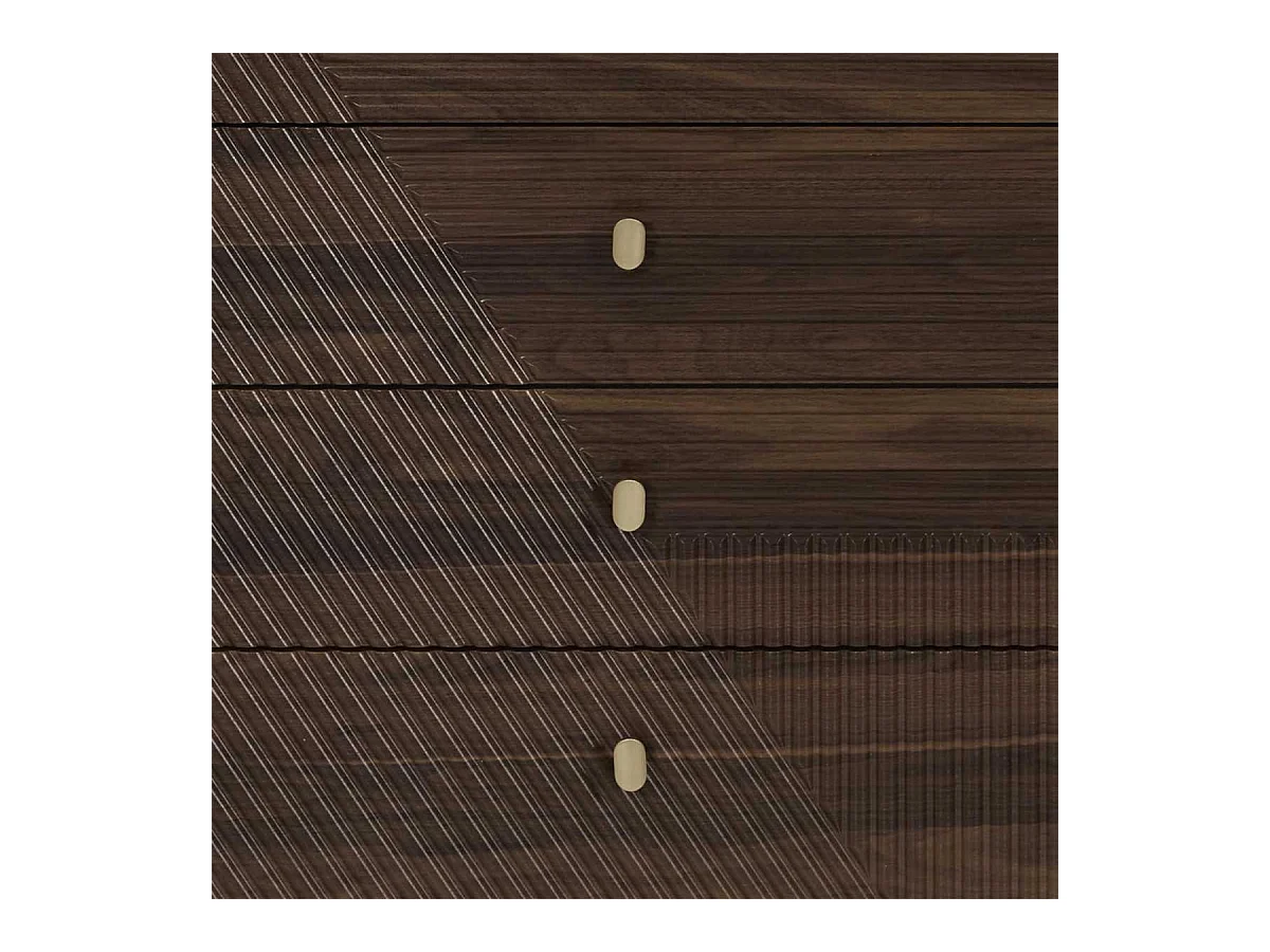 Commode 4 tiroirs en bois et MDF pieds en pin teinté chêne foncé - COLETTE