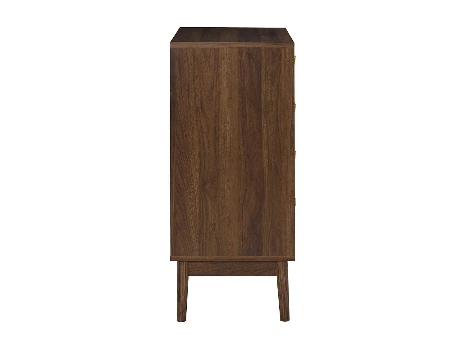 Commode 4 tiroirs en bois et MDF pieds en pin teinté chêne foncé - COLETTE