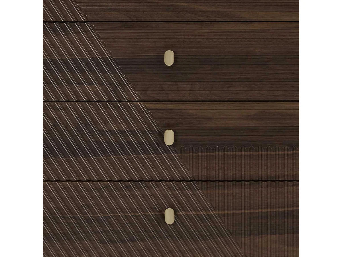 Commode 4 tiroirs en bois et MDF pieds en pin teinté chêne foncé - COLETTE