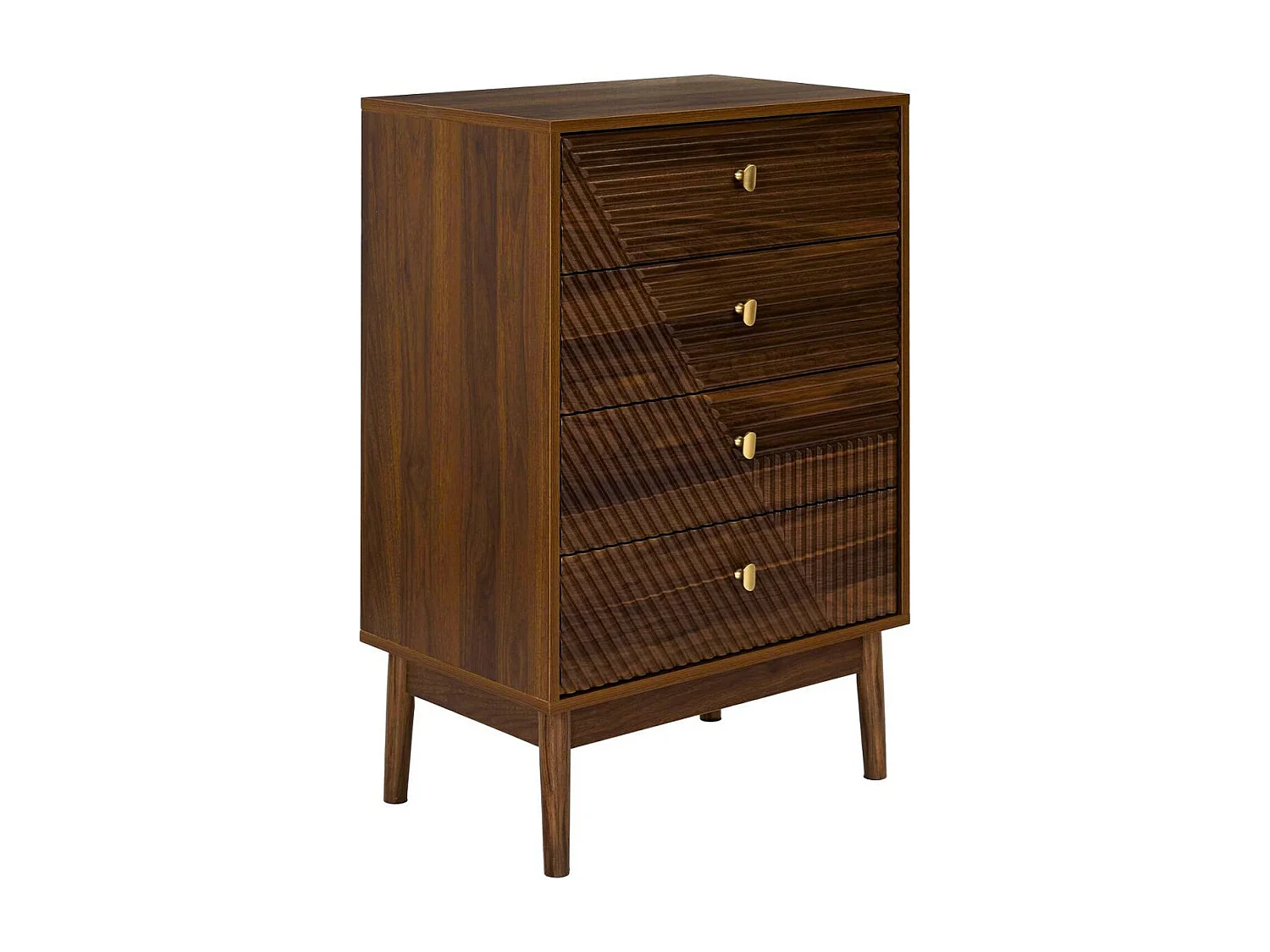 Commode 4 tiroirs en bois et MDF pieds en pin teinté chêne foncé - COLETTE