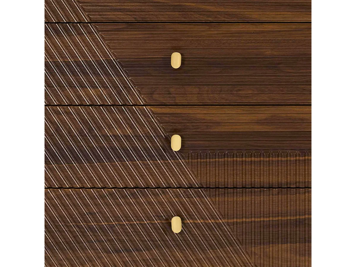 Commode 4 tiroirs en bois et MDF pieds en pin teinté chêne foncé - COLETTE