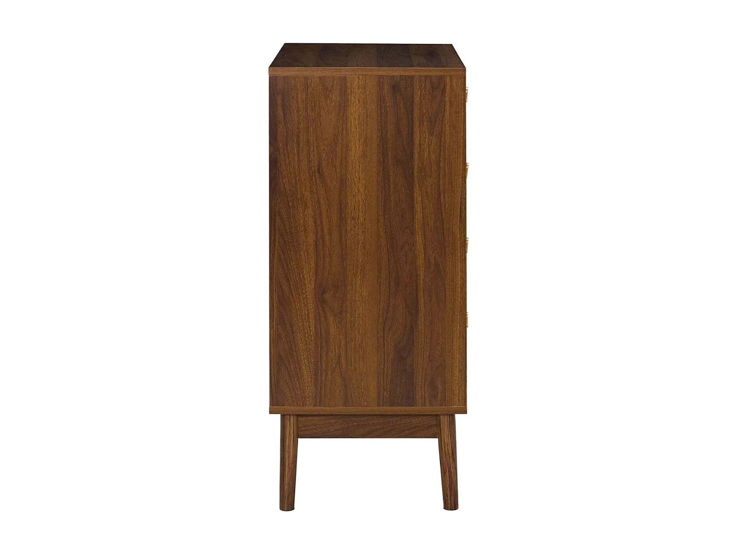 Commode 4 tiroirs en bois et MDF pieds en pin teinté chêne foncé - COLETTE