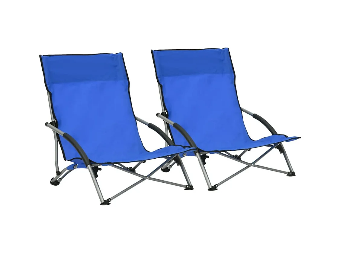Chaises de plage pliables lot de 2 Bleu Tissu