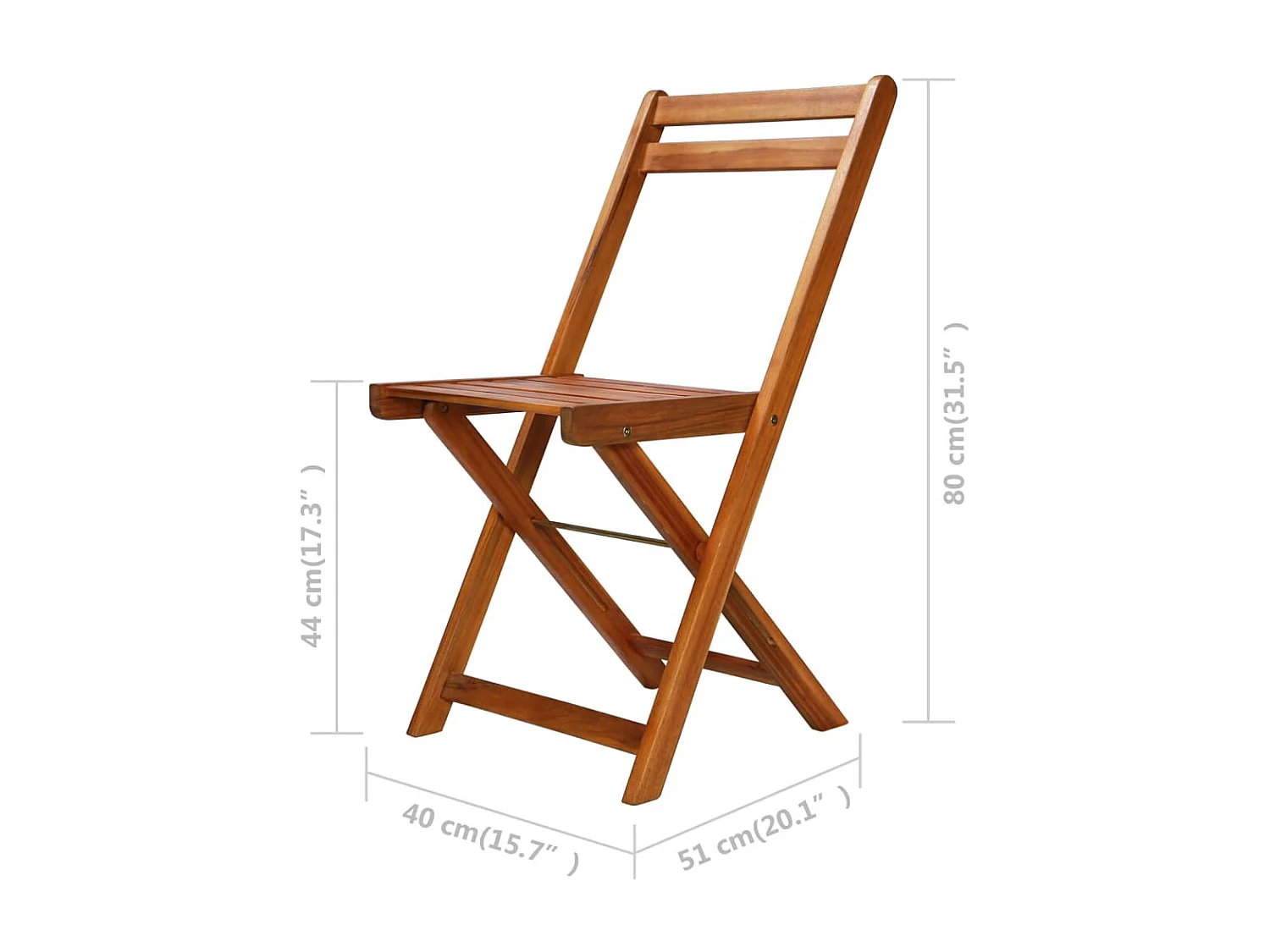 Chaises de bistro d'extérieur lot de 2 Bois d'acacia solide