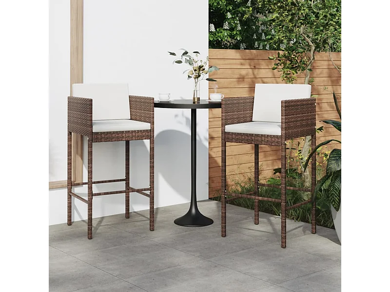 2er-Set Barhocker mit braunen Korbkissen