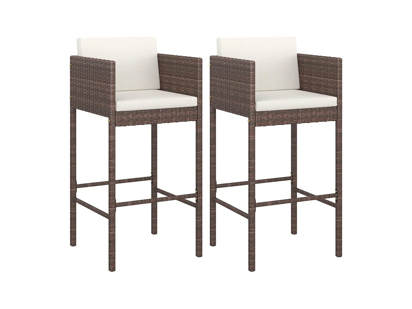 Tabourets de bar lot de 2 avec coussins marron résine tressée